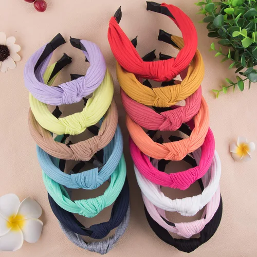 Miniatura 5 de SIQUK 15 diademas de turbante con nudo en la parte superior con nudo cruzado de tela ancha para mujeres y niñas Multi colorido