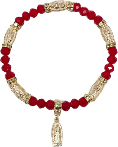 Miniatura 3 de Pulsera de Rosario de Guadalupe con 12 piezas, color rojo y plateado con bolsas de organza, recuerdo de bautizo, recuerdo de bautizo, quinceañera