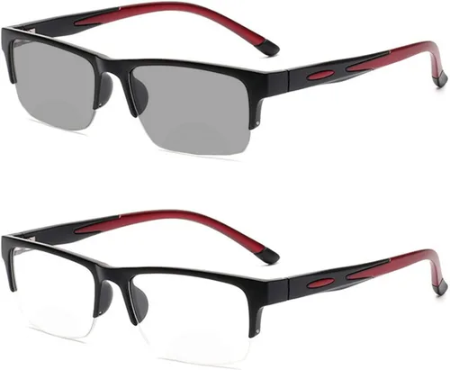 Miniatura 8 de TR90 - Lentes de lectura bifocales fotocromáticos de transición para hombre y mujer, lentes de sol deportivos cuadrados de medio marco 0 ~+4.00