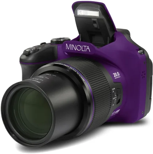 Miniatura 6 de MINOLTA MN67Z - Cámara digital de puente FHD de 20 MP / 1080P con zoom óptico de 67x (morado) Paquete con tarjeta de memoria de 32 GB + bolsa