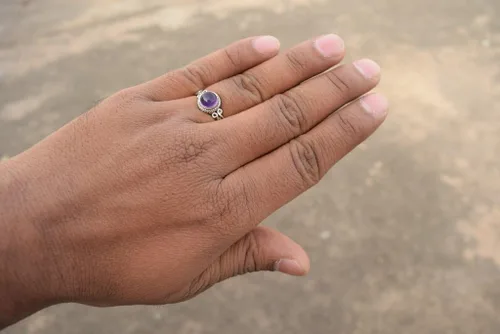 Gemstone Ring, Handmade 925 Sterling Silver Rings for Women Girls, Natural Gemstone Ring US size 5 Solitaire Ring, Round Stone Ring, Minimalist