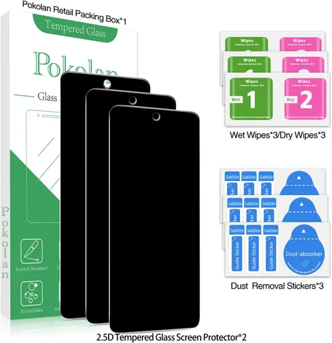 Miniatura 6 de Pokolan Paquete de 3 protectores de pantalla de privacidad para Motorola Moto G Power 5G 2025, película de vidrio templado privado anti espía