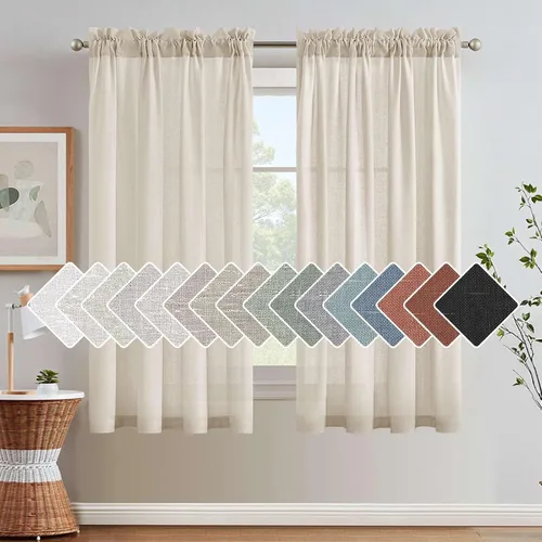 Miniatura 15 de H.VERSAILTEX Cortinas de Lino con Textura Filtradoras de Luz para Tratamiento de Ventanas de Sala de Estar, Cortinas Naturales Duraderas
