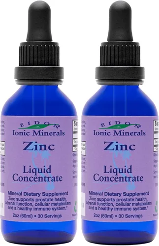Eidon Ionic Minerals Concentrado de zinc líquido, suplemento iónico de zinc para adultos y niños, apoya el sistema inmunológico, el cabello y la
