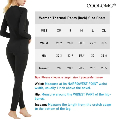 Miniatura 6 de COOLOMG Women Thermal Leggings Fleece-Lined Winter Warm Leggings Base Layer Pants