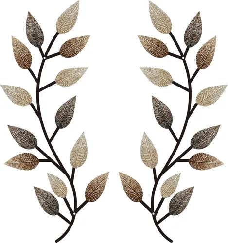 Miniatura 17 de Zhengmy 2 piezas de metal hoja de árbol decoración de pared de hoja de olivo vid hoja de olivo arte de pared sala de estar, decoración de pared