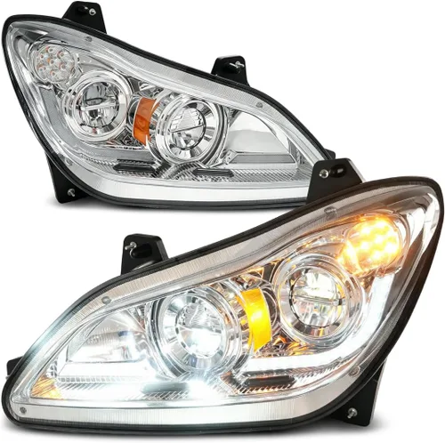 Miniatura 16 de Conjunto de par de faros delanteros LED completos Blackout para camiones semi Kenworth T660 170 T270 T370 T660 T700 2008-2019 DRL Halo Secuencial