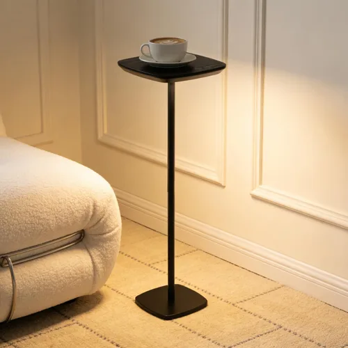 Miniatura 3 de Mesa auxiliar de pedestal, mesas pequeñas para bebidas, soporte de pedestal, mini mesa auxiliar cuadrada negra, mesas de café de Martini, mesa Negro