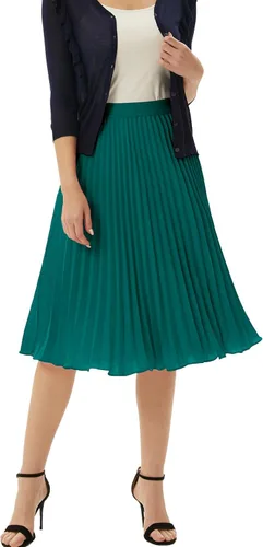 Miniatura 138 de GRACE KARIN - Falda plisada de gasa para mujer, con cintura alta y elástica, vuelo, corte acampanado y longitud por debajo de la rodilla