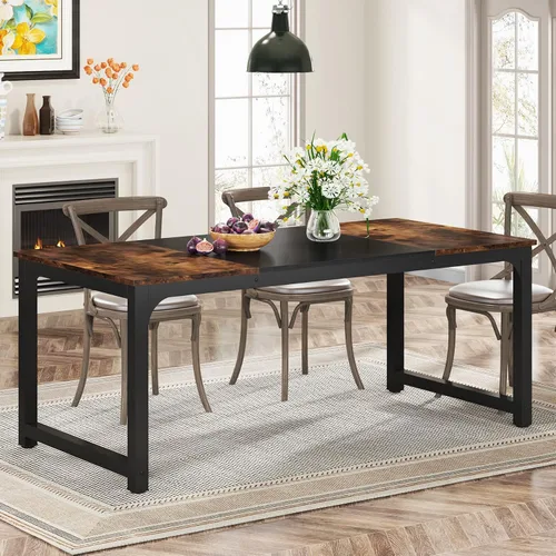 Miniatura 10 de Tribesigns Mesa de comedor de 63 x 31.5 pulgadas, mesa de cocina industrial para 4-6 personas, mesa de comedor rectangular para comedor, cocina