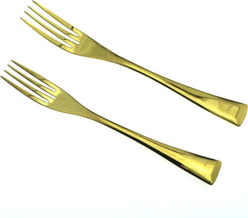 Miniatura 5 de JASHII Juego de cubiertos dorados de pulido de espejo de lujo, juego de cubiertos de 20 piezas, utensilios de acero inoxidable 18/10 para 4, tenedor
