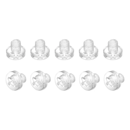 Miniatura 6 de uxcell M2x6mm plástico Phillips pernos 50pcs PC Pan cabeza máquina tornillos transparentes