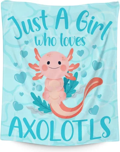 Miniatura 7 de Axolotl - Manta de regalo de 40 x 50 pulgadas para niñas, manta suave y mullida azul para cama, sofá y sala de estar Axolotl1-1