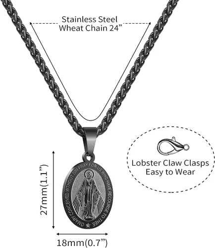 Miniatura 130 de P. BLAKE Collar ovalado de San Cristóbal, Miguel, José, Jude/Virgen María/José/Francisco/Patrick/Anthony/Benedict/Thomas para hombres y mujeres