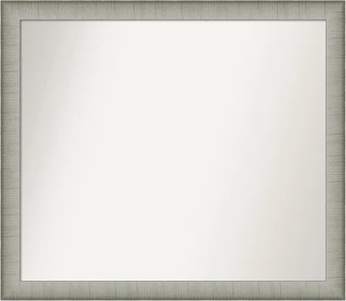 Miniatura 481 de Amanti Art Espejo de baño plateado para sobre fregadero, 25 x 25 pulgadas, espejo de tocador cuadrado estrecho de níquel cepillado, marco de madera