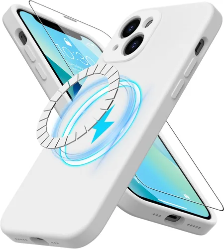Miniatura 40 de DEENAKIN Funda magnética de silicona para iPhone 12 Pro con protector de pantalla, compatible con MagSafe, protección de cámara, funda protectora