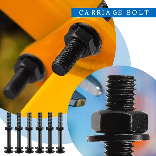 Miniatura 6 de Zonon Juego de 12 pernos de carro de 1/2 x 4 pulgadas, negro galvanizado, incluye arandelas resistentes a la corrosión y tuercas para accesorios