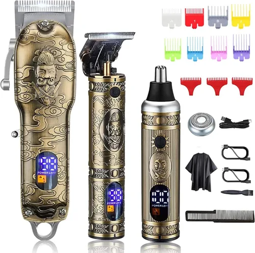 Suttik Juego de 3 cortapelos para hombres, cortapelos y recortadora de pelo, inalámbrico profesional para nariz y barba, kit de aseo para cortar
