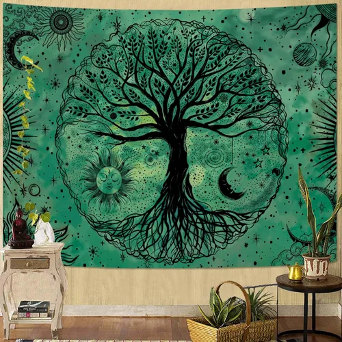 Miniatura 15 de Spenlife Tapiz del Árbol de la Vida en Blanco y Negro para Dormitorio, Tapices Espirituales Estéticos, Tapices de Árbol Estéticos, Tapiz Estético