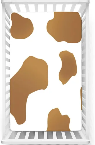 Miniatura 8 de Sábanas bajeras ajustables con temática de vaca, sábanas portátiles para cuna de niño pequeño, sábanas para cuna de bebé para niña o niño, 38 x 24