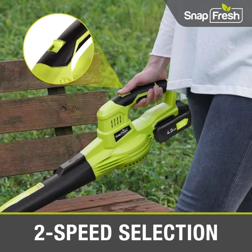 Miniatura 6 de SnapFresh Soplador de hojas inalámbrico - Soplador eléctrico de hojas de 20 V con batería de 2.0 Ah y cargador - Soplador de hojas ligero de 2
