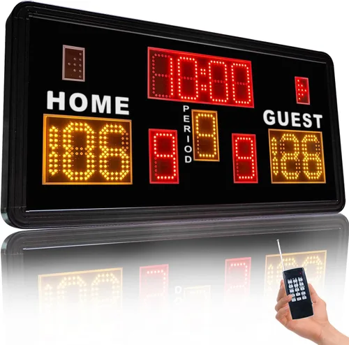Marcador electrónico grande, marcador de baloncesto con temporizador, marcador digital con control remoto, marcador de puntuación con zumbador