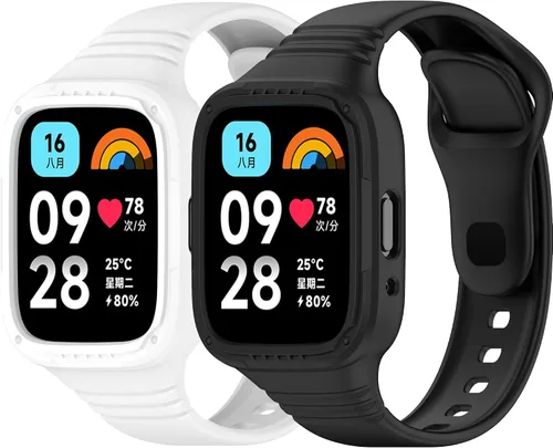 Miniatura 8 de Compatible con Redmi Watch 3 Active/Watch 3 Lite correas con funda antigolpes, correa deportiva de repuesto ajustable de silicona para Redmi Watch 3