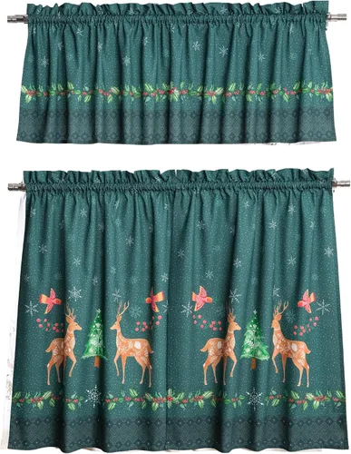 Miniatura 36 de Maison d' Hermine Juego de cortinas de cocina para ventanas, juego de cortinas de cocina 100% algodón, cenefas para el hogar [2 niveles