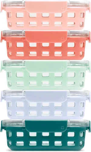 Ello Duraglass - Juego de 10 piezas para preparación de comidas de 3.4 tazas, juego de 5 paquetes - Envase de vidrio para almacenamiento de Melon