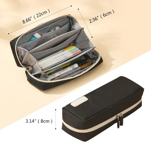 Miniatura 3 de QIANPA - Estuche organizador pequeño con cremallera, bolsa ligera estética, bolsa negra para hombres y mujeres