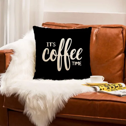 Miniatura 5 de Ogiselestyle It's Coffee Time - Funda de cojín decorativa de algodón y lino para el hogar, 18 x 18 pulgadas