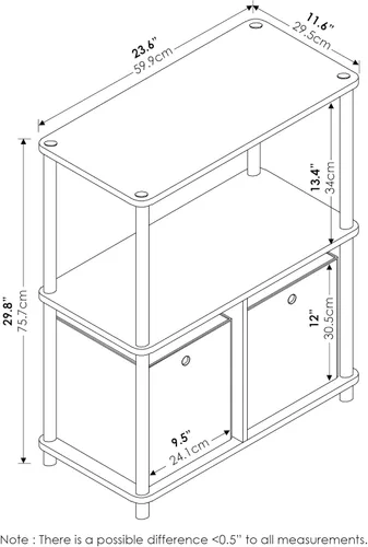 Miniatura 3 de Furinno Go Green Estante de almacenamiento multiusos de 3 niveles con contenedores, cereza oscura/negro Cerezo oscuro