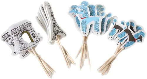 Miniatura 37 de Flairs New York Decoraciones Navideñas Banner Adornos para Pasteles Accesorios de Fiesta (Paquete de 6 Adornos para Cupcakes, Xmas #Snow Cinta Roja)