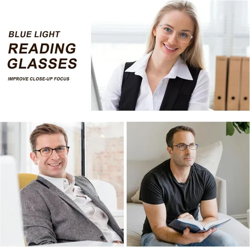 Miniatura 2 de AQWANO Blue Light Blocking Reading Glasses Women Men, Lightweight Flexible TR90 Computer Readers Unbreakable Cheaters Glasses Paquete de 4
