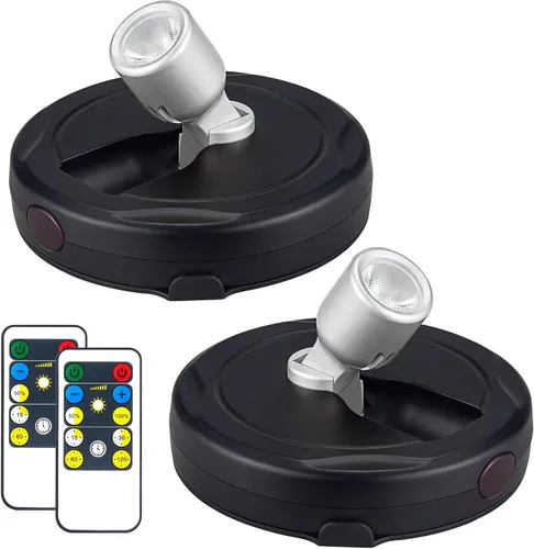 Miniatura 13 de HAMVIDNE Foco LED, luces de foto a batería, iluminación ascendente para interior, luces de disco con 2 controles remotos, luz de punto regulable