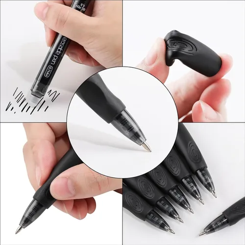 Miniatura 4 de Paquete de 12 bolígrafos de gel borrables Clicker, punta fina (0.020 pulgadas), tinta negra con borrador, hace que desaparezcan los errores, agarre