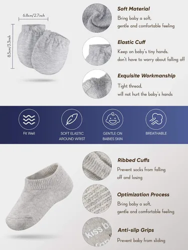 Miniatura 3 de Conjunto de gorros y calcetines para bebé, gorros para recién nacidos, orejas de oso