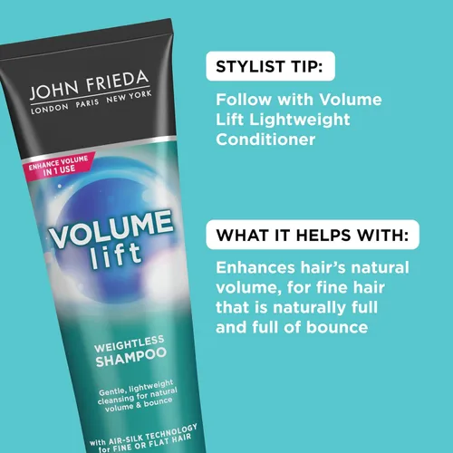 Miniatura 3 de John Frieda Volume Lift - Champú sin peso, champú voluminizador ligero con tecnología Air-Silk para cabello fino o plano, añade plenitud natural