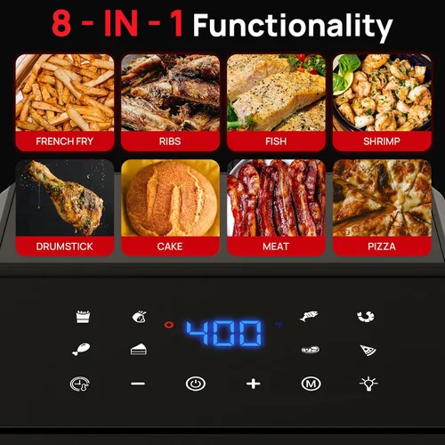 Miniatura 5 de Air Fryer Pro 8 cuartos de galón, freidora de aire 8 en 1 con ventana de visión, aire rápido de 360°, 1500 W, 80% menos de aceite, cesta
