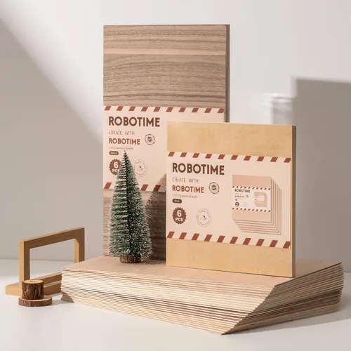 Miniatura 2 de ROBOTIME 3mm de madera contrachapada 6 piezas, madera contrachapada de arce de 1/8 para corte por láser y grabado, láminas de madera delgadas