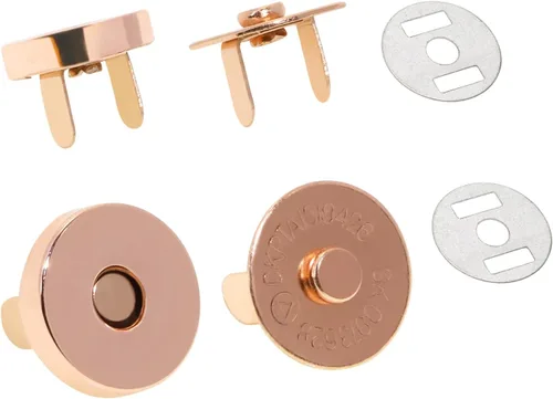 Miniatura 5 de Mini Skater Cierres de botón magnéticos de oro rosa de 0.551 in para proyectos de costura, pequeños bolsos de mano, bolsos de cuero y fabricación