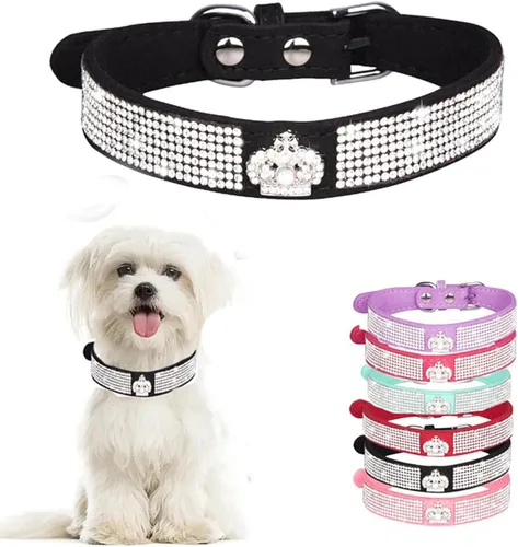 Miniatura 9 de Collares de perro para perros medianos hembras, collar de perro con diamantes de imitación, bonito collar con purpurina para mascotas XXS Xs, S, M
