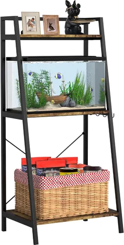 Miniatura 7 de GDLF Soporte para tanque de peces de 5-10 galones con estante para plantas, soporte de acuario de metal con estante de almacenamiento, se adapta a