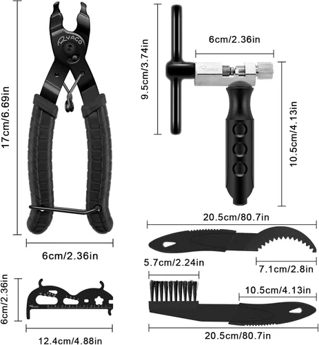 Miniatura 2 de Ryaco Juego de herramientas de cadena de bicicleta de 12 piezas (2025News) 3 piezas de cepillo de limpieza de bicicleta, alicates de eslabones
