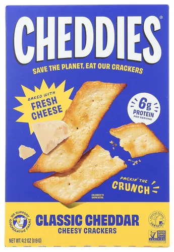 Cheddies, Galletas de queso cheddar 100% naturales con proteína, queso cheddar, 4.2 onzas, 6g de proteína, bajas en carbohidratos