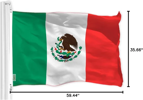 Miniatura 6 de G128 Bandera de México, 3 x 5 pies, serie LiteWeave Pro, impresa en poliéster 150D, ojales de latón, bandera de mexico
