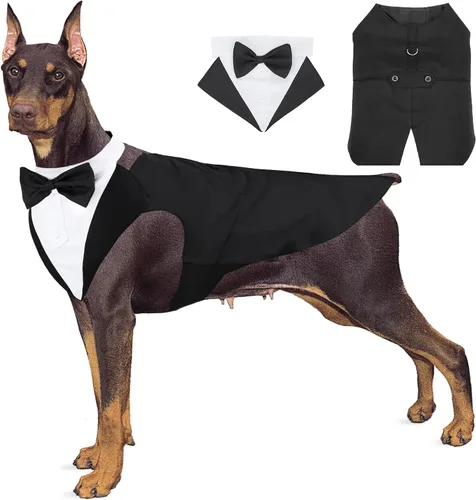 Miniatura 44 de Collar de esmoquin con moño para perro Segarty - Corbatín negro con corbata de cuello ajustable y hecha a mano en blanco para gatos y perros machos