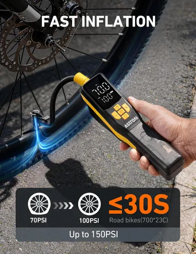Miniatura 3 de AstroAI Inflador de neumáticos de 150 PSI, compresor de aire portátil para neumáticos de automóvil, bomba de bicicleta inalámbrica con pantalla LCD