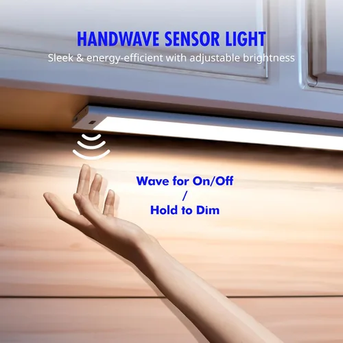 Miniatura 2 de La iluminación LED para debajo del gabinete de 24 pulgadas tiene sensor de onda manual, atenuación continua, 5 CCT, delgada y compacta, luz