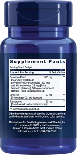 Miniatura 2 de Life Extension Advanced Curcumin Elite Extracto de Cúrcuma Turbina, Jengibre y Turmerona – para el Apoyo a la Salud Antiinflamatoria y la Salud